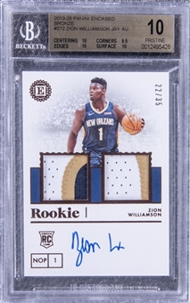 2019-20 Panini Encased Bronze #272 Zion Williamson Signed Patch Rookie Card (#22/35) - BGS PRISTINE 10/BGS 10